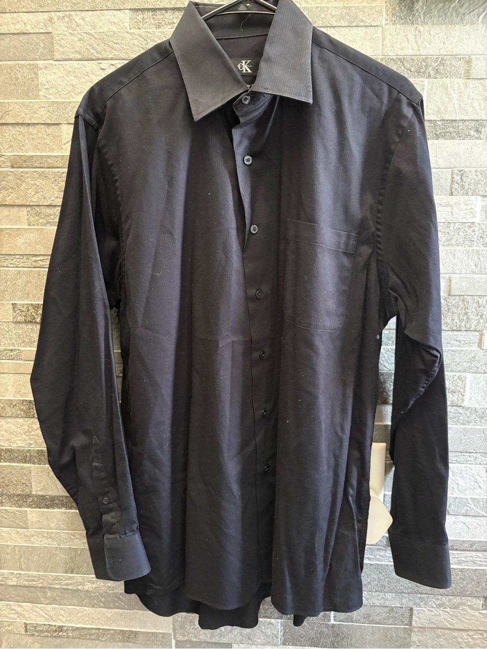 Calvin Klein Men's Black Long-Sleeve Dress Shirt